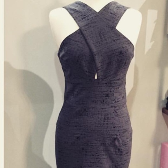 black high neck midi dress